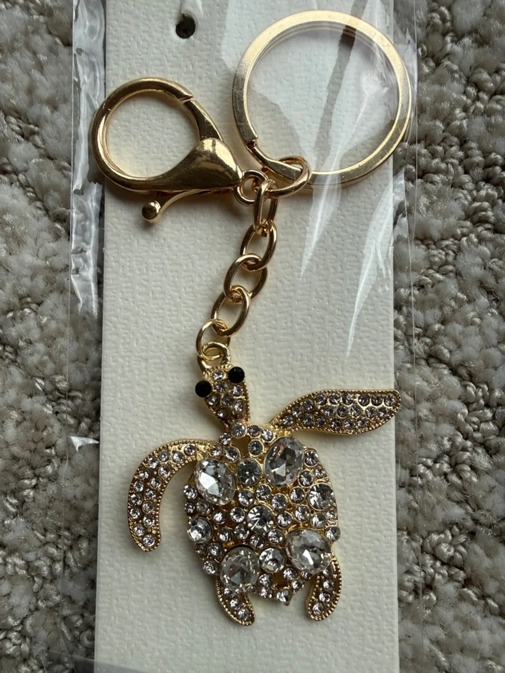 Gold Crystal Turtle Keychain - - Picture 3 of 5